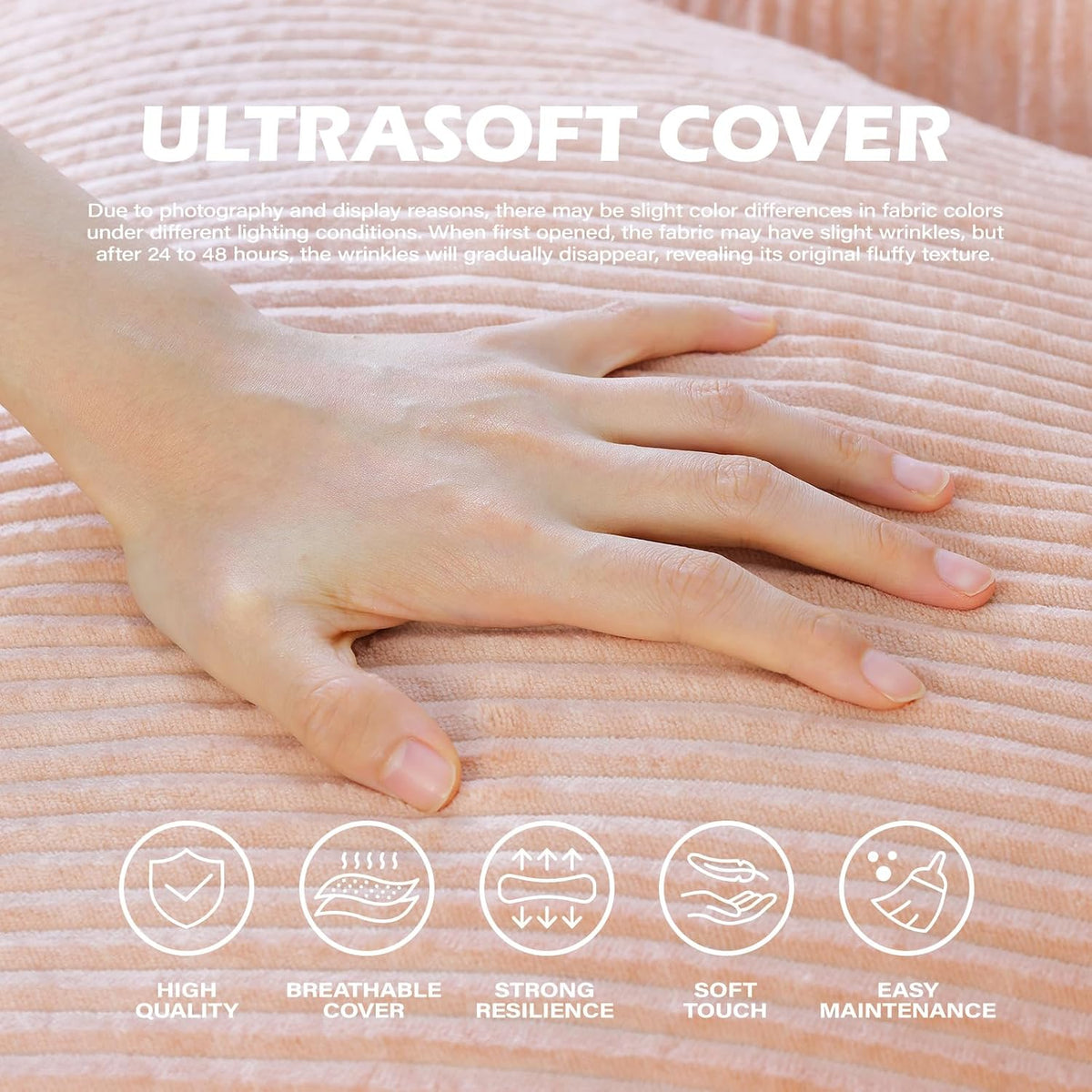 Bean Bag Chair, Cozy Fluffy Beanbag Chairs with Filler for Teens and Kids, Floor Lazy Sofa for Living Room Gaming & Reading (S-Peachpink) - Image 6