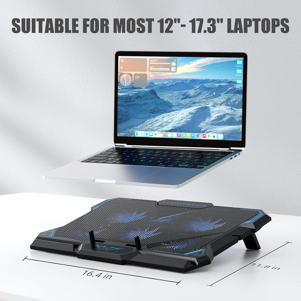 Laptop Cooling Pad, Laptop Cooler with 6 Quiet Led Fans for 15.6-17 Inch Laptop Cooling Fan Stand, Portable Ultra Slim USB Powered Gaming Laptop Cooling Pad, Switch Control Fan Speed Function - Image 3