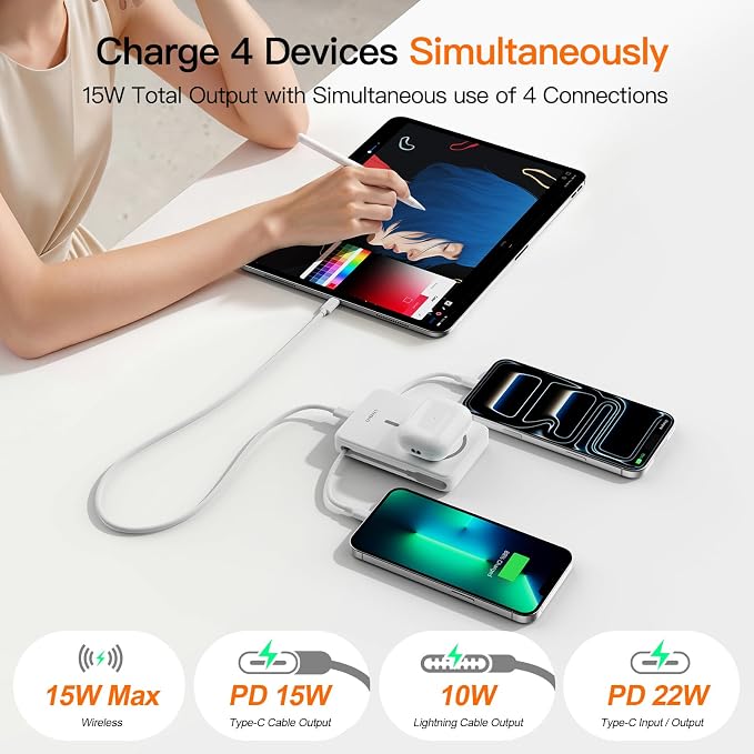 Magnetic Portable Charger 10000mAh, 22.5W Power Bank with Built in Cable | Foldable Stand,20W Fast Charging for Magsafe Battery Pack with LED Display, Travel Essential for iPhone 17/16/15/14/13/12 Pro - Image 3