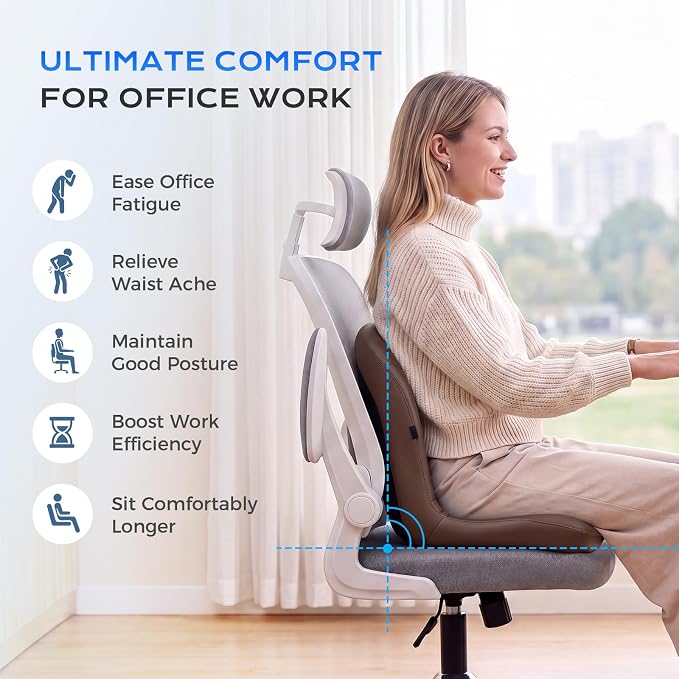 Coverado Car Seat Cushion and Lumbar Support Pillow One Piece, Napa Leather Memory Foam Ergonomic Back Support Driving Seat Cushion for Back Pain, Non-Slip Washable Cushion for Car, Driver, Office - Image 7