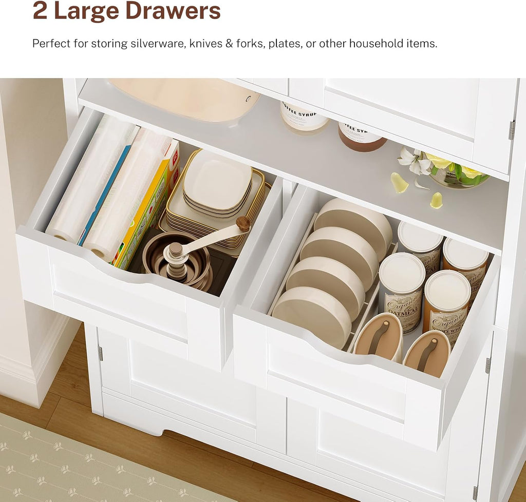 Kitchen Pantry Cabinet with 4 Door Shelves, Tall Storage Cabinet - Image 5