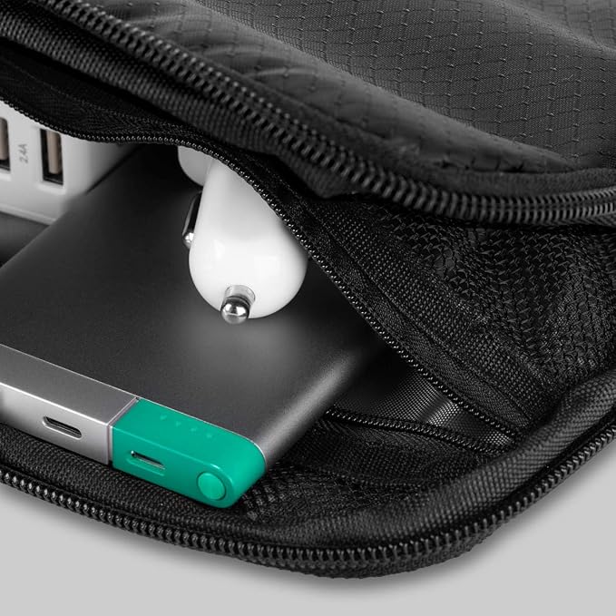 UT Wire Pocket Travel Lightweight Organizer Case with Zipper for Charger, Cable, Power Bank, Flash Memory Accessories Holder in Black 1-Pack - Image 6
