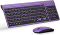 Wireless Keyboard and Mouse Ultra Slim Combo, TopMate - Purple Black | 2.4G Silent Compact 2400DPI Mouse and Scissor Switch Keyboard Set with Cover, Batteries Included, for PC/Laptop/Windows/Mac by TopMate