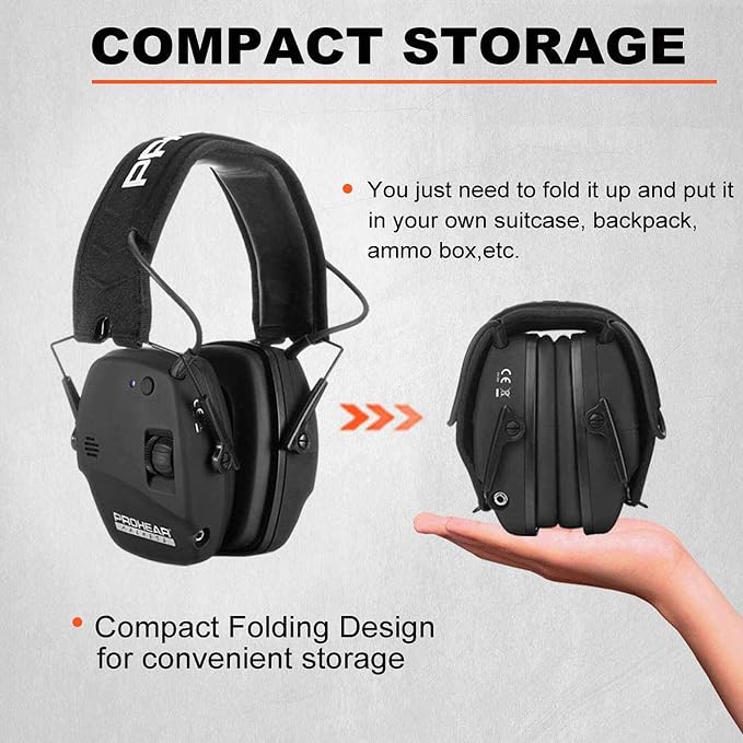 PROHEAR 030 2 Pack Bluetooth 5.4 Electronic Shooting Ear Protection Earmuffs with Foam Ear Pads-Black - Image 7