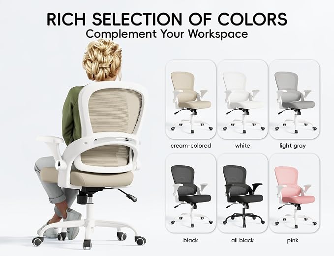 TRALT Office Chair - Ergonomic Office Chair with Back Support for Adults | Home Office Desk Chair with Lumbar Support - Ergonomic Mesh Chairs 330 lb Wide Seat for Work, Study, Office, Gaming(Beige) - Image 6