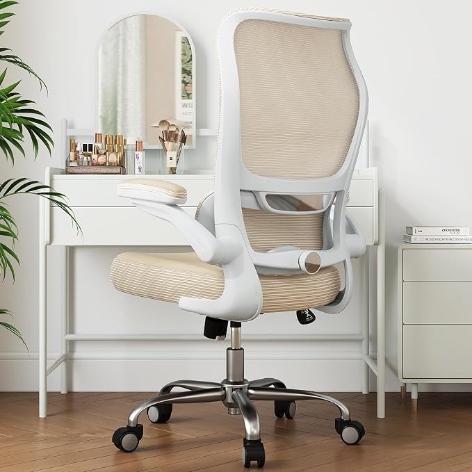 TRALT Office Chair Ergonomic Desk Chair - Gaming Chair with Lumbar Support | 330 LBS Home Office Desk Chairs , Reading Chair with Flip-up Armrests, Comfortable Computer Chairs (1, Beige) by TRALT