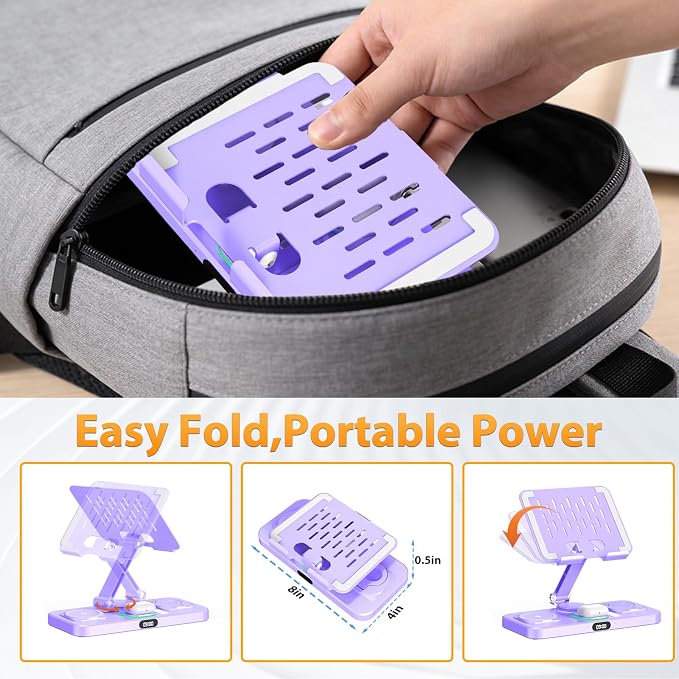 Wireless Charging Station for Apple Devices, Only for Apple Watch Charging | Included Type-C Cable for Tablet Charging, Foldable Wireless Charging Station, 7 Cycling Ambient Lights, Time Clock Display - Image 7