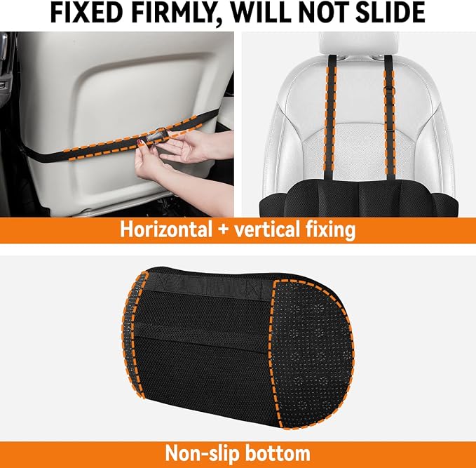 Lumbar Support Pillow for Car,Back Support for Car Seat Cushion,Adjustable Straps Securely Fixed Car Lumbar Support Pillow for Office Chair (Gray) - Image 3