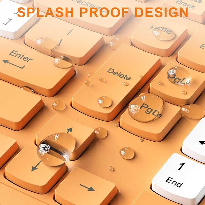 Wireless Keyboard and Mouse Combo Silent for Office and Home(Orange-B) | 2.4G Full Size Silent Cordless Keyboard with Tilt Legs,3-Level DPI Quiet Mouse,for Windows/Mac OS/Desktop/Laptop/PC - Image 8