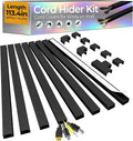 113.4in Cord Hider Kit, Cord Covers for 2-4 Wires on Wall, Self-Adhesive Cable Hider Wire Covers for Cords on Wall, Easy Set-up Cord Hider for Walls Mount Tv, Cable Cover Raceway, W0.95 H0.55in, Black by Wuitaouy