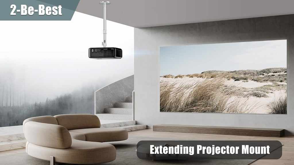 2-Be-Best Ceiling Projector Mount Bracket Adjustable Projector Mount Compatible with Aurzen, TMY, HAPPRUN, Yaber, & More (Silver, 14-24“) - Image 7