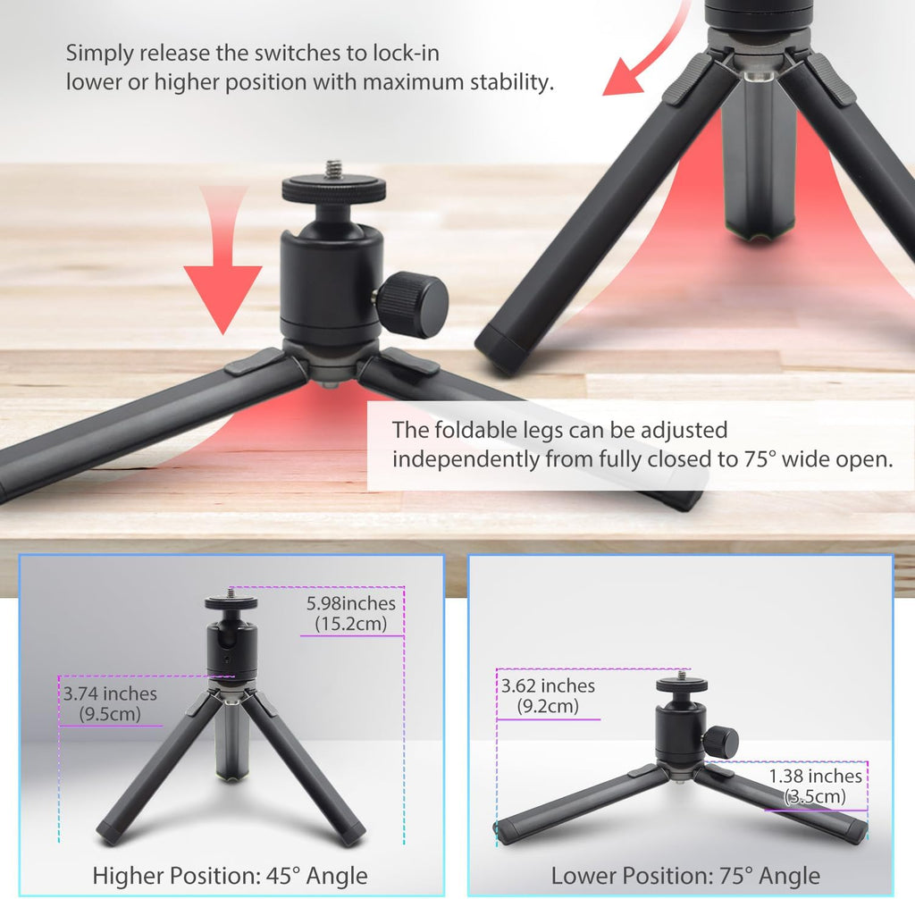 Kado Metal Portable Monitor Stand Tripod, Phone/Tablet Clamp for Desk - Image 3