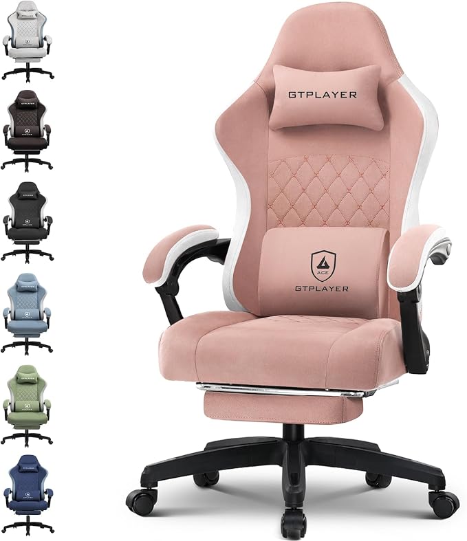 GTPLAYER Gaming Chair, Computer Office Chair with Pocket Spring Cushion, Linkage Armrests and Footrest, High Back Ergonomic Computer Chair with Lumbar Support Task Chair with Footrest by GTPLAYER