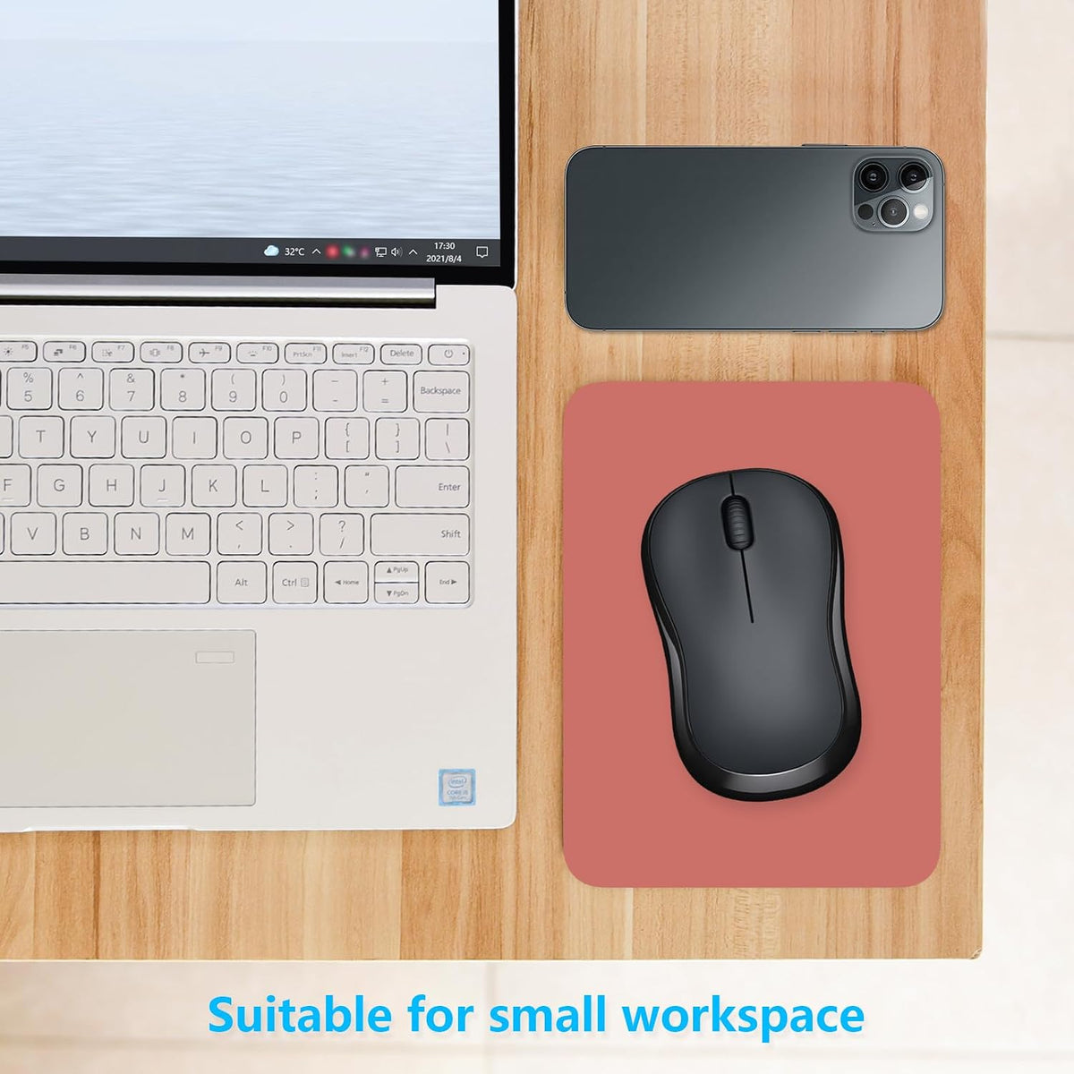 Small Mouse Pad, 6 x 8 Inch Thick Rubber Premium-Textured Non-Slip Portable & Washable Mini Mouse Mat for Women Men Wireless Laptops Keyboard Tray Gaming Computer Office Travel, Indian Red - Image 3