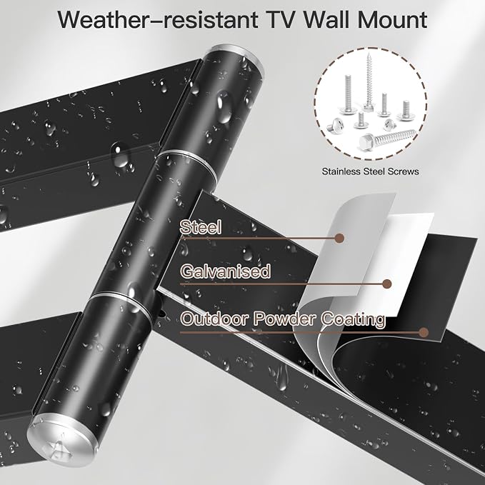 ELIVED Outdoor Long Arm TV Mount for 26-65" TVs, Max VESA 400x400, 77 lbs. | 37.4in long extension, weatherproof full motion bracket, swivel & tilt for patio outdoor televisions - Image 4