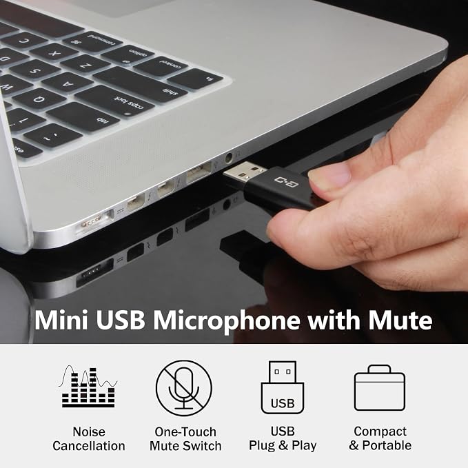 Upgrade USB Microphone with Touch Mute for Laptop & Desktop Computer | Plug-and-Play Condenser Mic with Mute LED Indicator, Clear Audio for Calls, Meetings, Study & Travel - Image 3