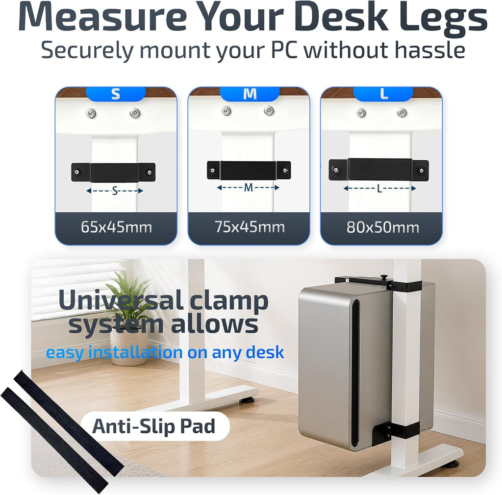 Adjustable No Drill Under Desk PC Mount Stand, 50lb Capacity - Image 7