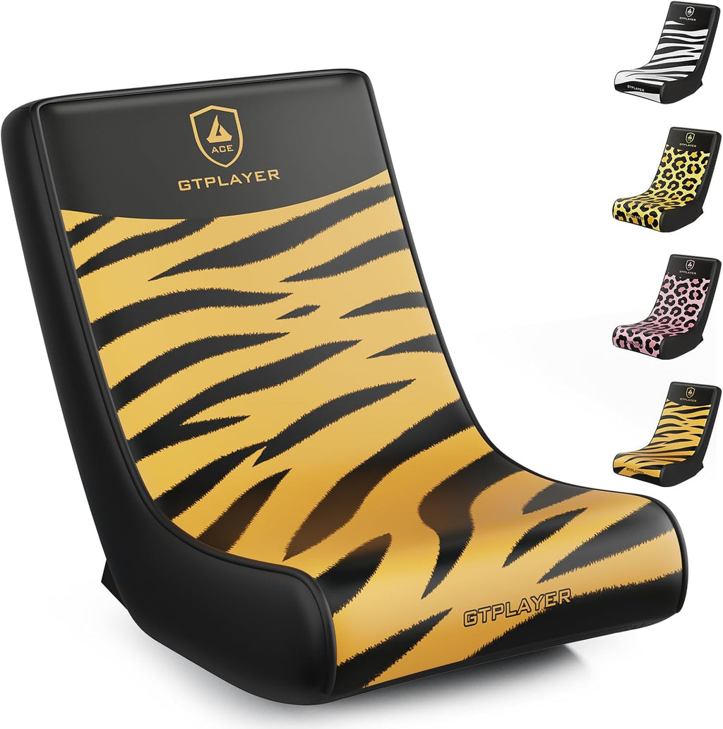 GTPLAYER Floor Rocking Gaming Chair – Floor Rolling Game Chairs with Angle Limiter, Gamer Rocker Floor Seat, Compact & Lightweight, Orange Tiger Patterned (Large) by GTPLAYER