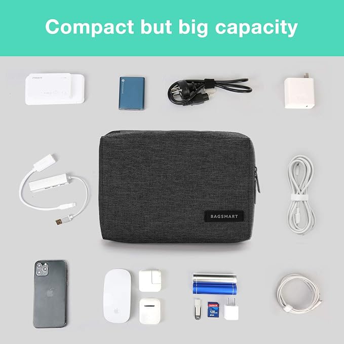 BAGSMART Travel Electronics Organizer, Phone SD Card, Men Women, Black | Travel Cord Organizer, For Travel Essentials, Cable Organizer for Phone & SD Card, For Men & Women - Image 3