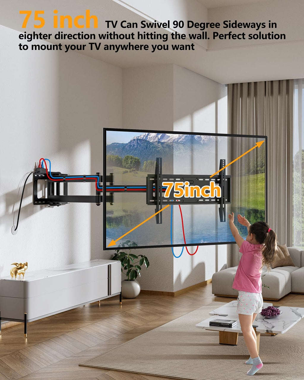 FORGING MOUNT Long Arm TV Wall Mount Heavy Duty TV Mount for 50"-100" TVs - Image 6