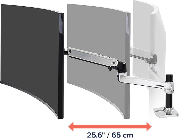 Ergotron – LX Monitor Arm, Single Monitor Desk Mount – fits Flat Curved Ultrawide Computer Monitors up to 34 Inches, 7 to 25 lbs, VESA 75x75mm or 100x100mm – Polished Aluminum - Image 6