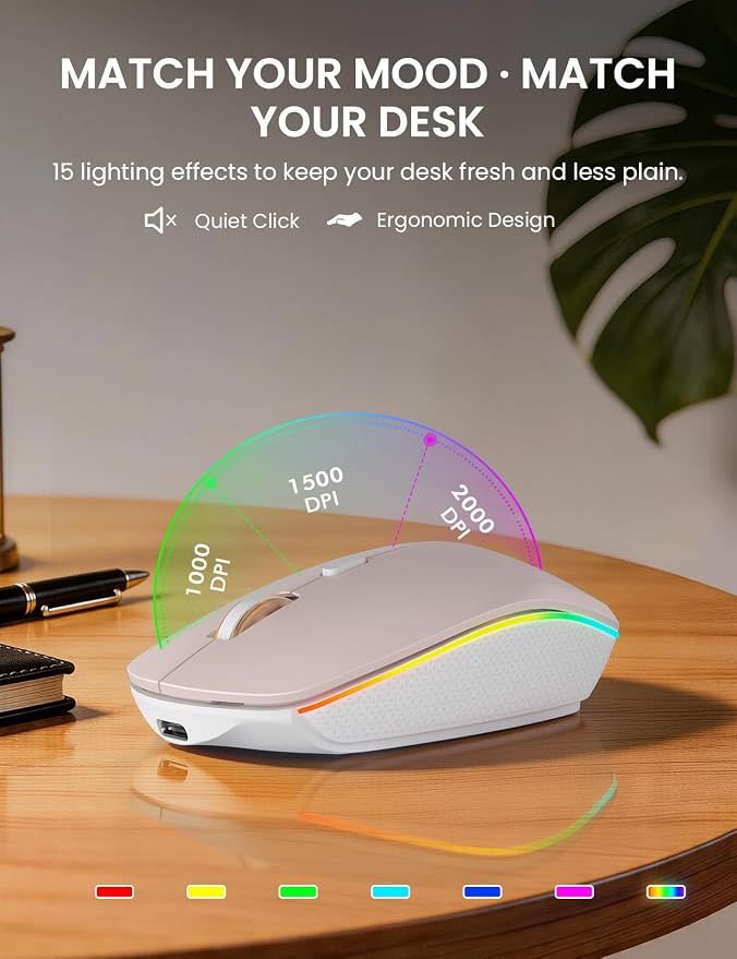 Wireless Keyboard and Mouse Combo, RGB Backlit, Rechargeable & Light Up Letters, Full-Size, Soft Typing, Sleep Mode, 2.4GHz Quiet Keyboard Set for Mac, Windows, Laptop, PC, Trueque KM42Pro | Light Up Letters, Full-Size, Soft Typing, Sleep Mode, 2.4GHz ... - Image 6