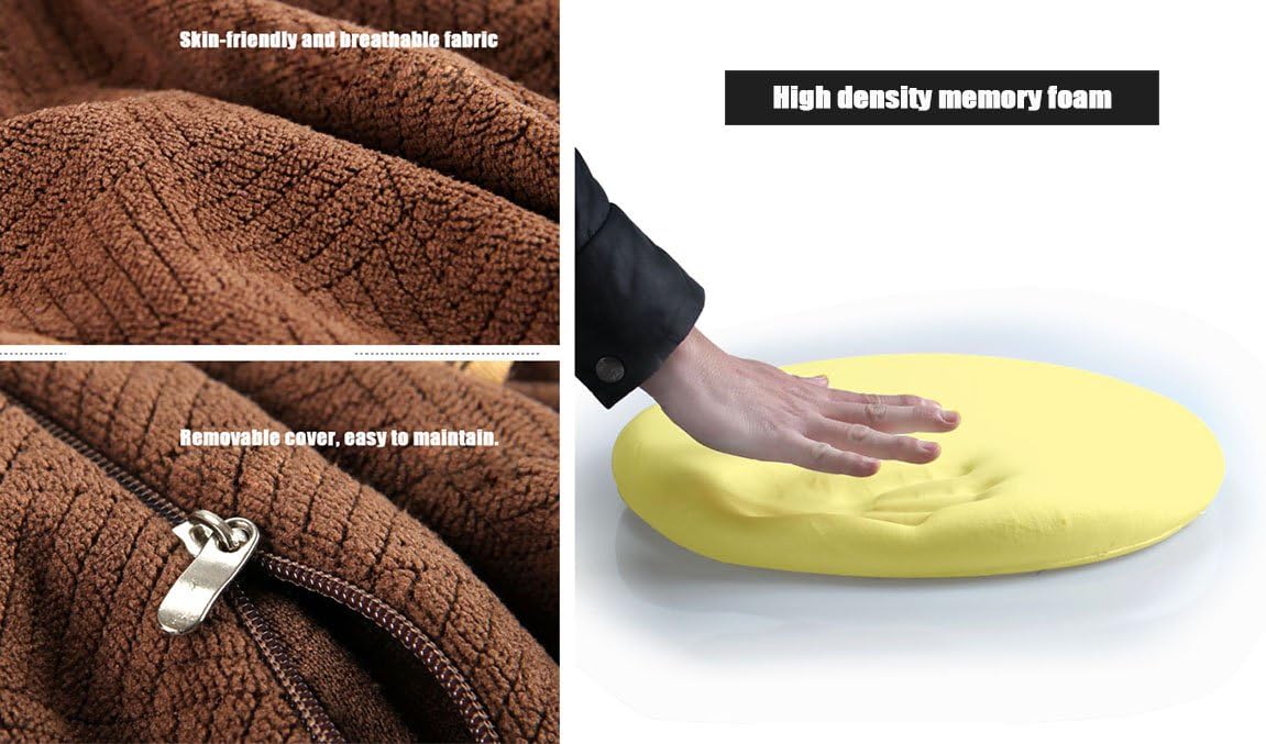 Sigmat Memory Foam Seat Cushion Anti-Slip Soft Round Stool Cushion Chair Pad 16 Inch Camel - Image 3