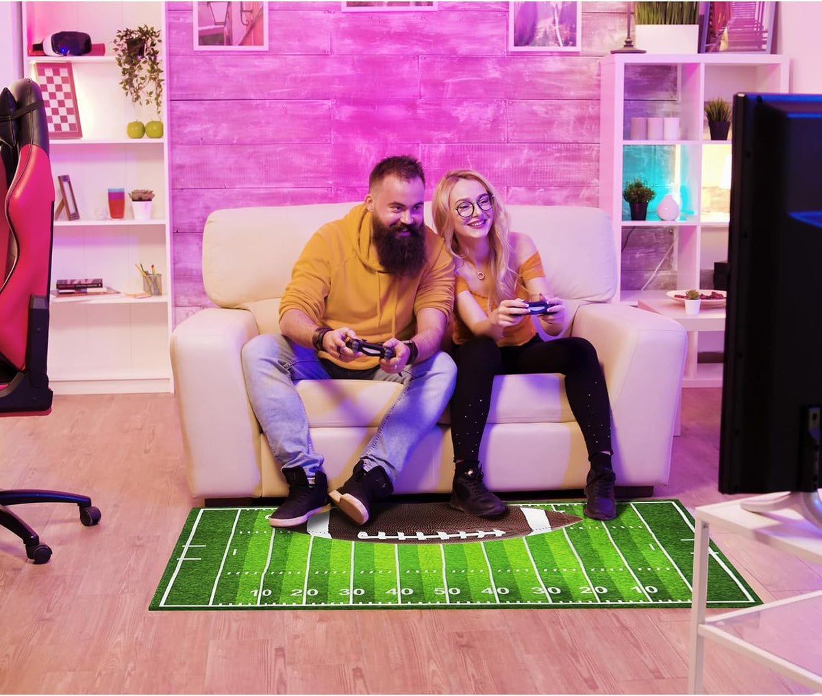 Gaming Chair Mat for Hardwood Floor 36"X 48" Heavy Duty Office Desk Chair Rug for Under Game Rolling Chairs Computer Decor Protect Mats Low Pile Non-Slip Rubber for Carpet & Tile Floor-Football - Image 7