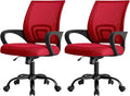 DUMOS Ergonomic Office Chair 2 Pack, Home Desk Mesh Chair, Lumbar Support | Mid Back Mesh, Height Adjustable Fixed Armrest, Rocking Mode Computer Gaming Meeting, Red by DumosLifestyle