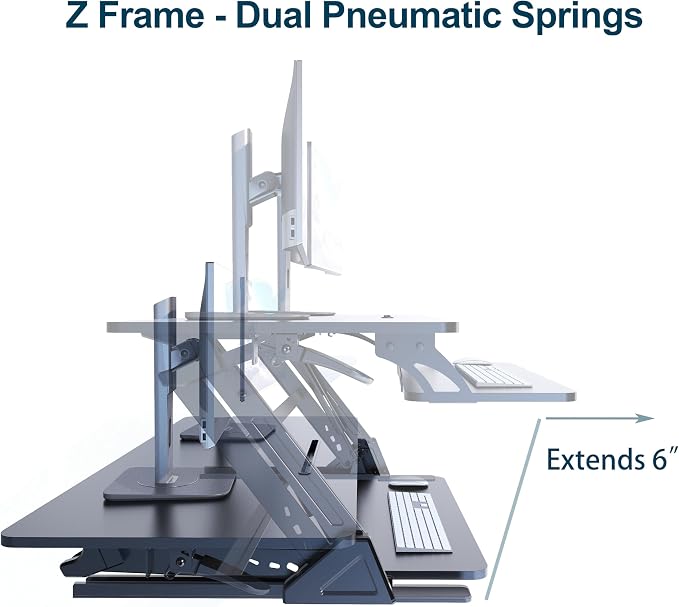 42 inch Stand Up Desk Converter, Height Adjustable Sit Stand Desk Riser, Black, 42PB - Image 5