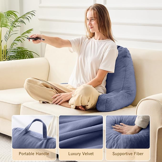 Sasttie Reading Pillow for Bed, Back Pillow for Sitting Up, Grey Purple | 18" Backrest Support Cushion for Couch, Sofa, and Floor, Dorm Essentials, OEKO-TEX, Adjustable Down Alternative Fill - Image 4