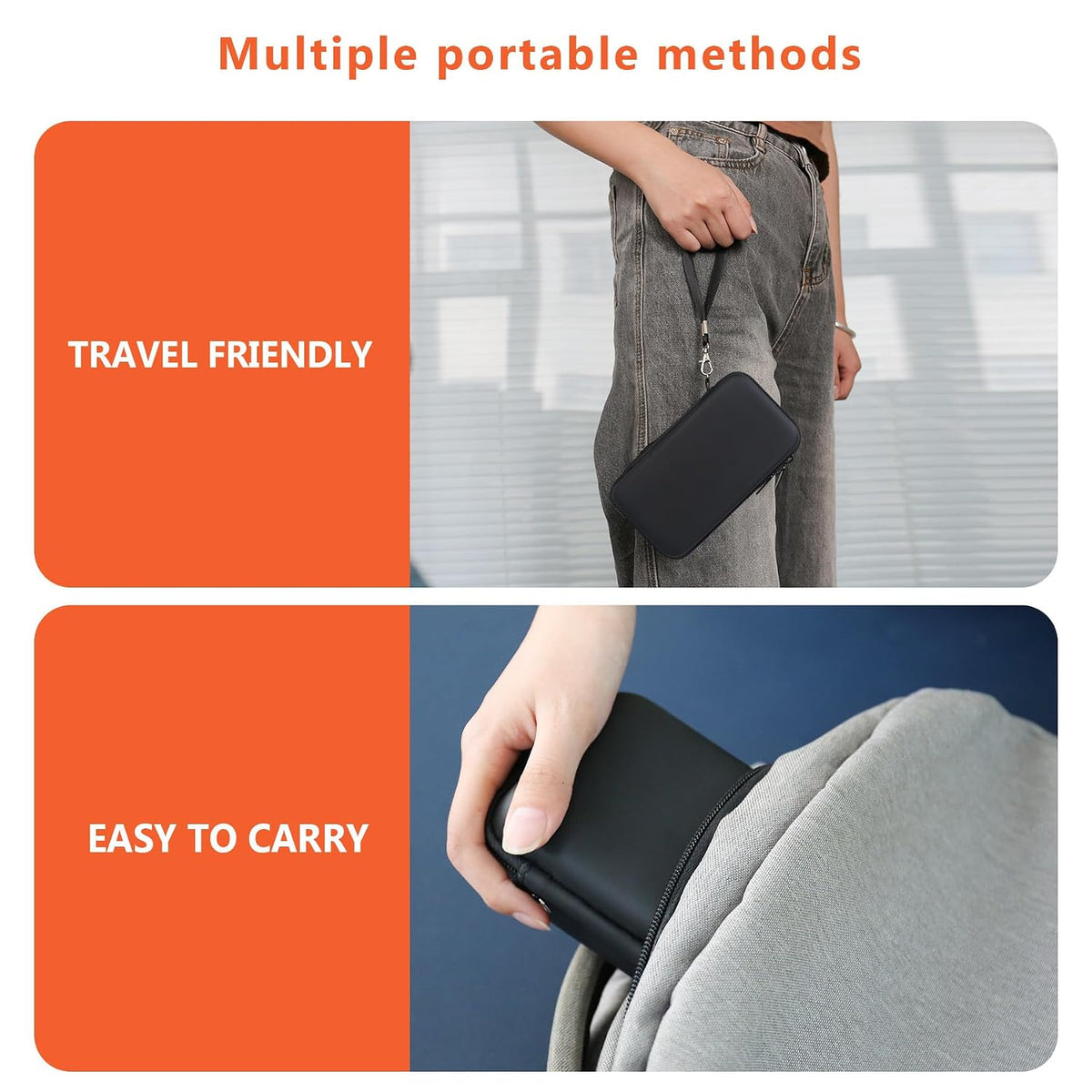Supmay Hard Carrying Case Compatible with Nintendo DS Lite NDSL, Gameboy Advance Games Storage Holder Travel Bag with Mesh Pocket for USB Charging Cable, Stylus, Earphones, Game Cartridge, Orange - Image 6