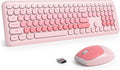Surmen Cute Pink Keyboard and Mouse Wireless Silent, Full-Size Retro Typewriter Wireless Quiet Slim Keyboard Low-Noise 2.4GHz for Computer, Desktop, Laptop(6-Diary Pink) by SURMEN