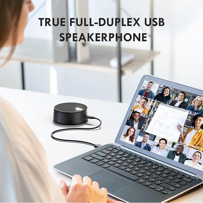 USB Computer Speakers with Microphone, PC Laptop Speaker, 2 Sound Modes | Hand Free Enhanced Voice Pick up, Compatible for Personal Call and Home Office Meeting - Image 5