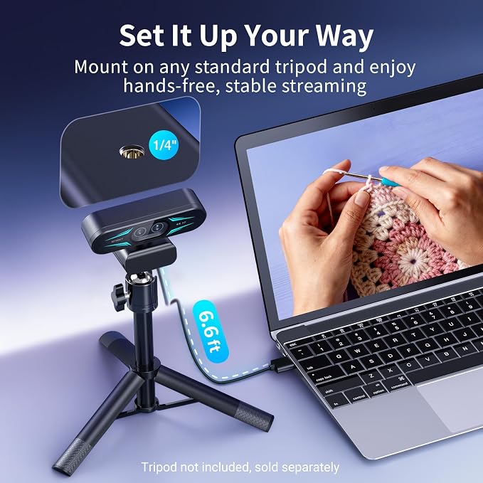 EMEET C60E Dual-Camera 4K Webcam for Streaming, Wide-Angle & Telephoto | Max 11X Hybrid Zoom & PDAF Autofocus, Remote Control, RGB Lighting, 2 Mics, Ideal for Livestreaming and Online Meeting - Image 9