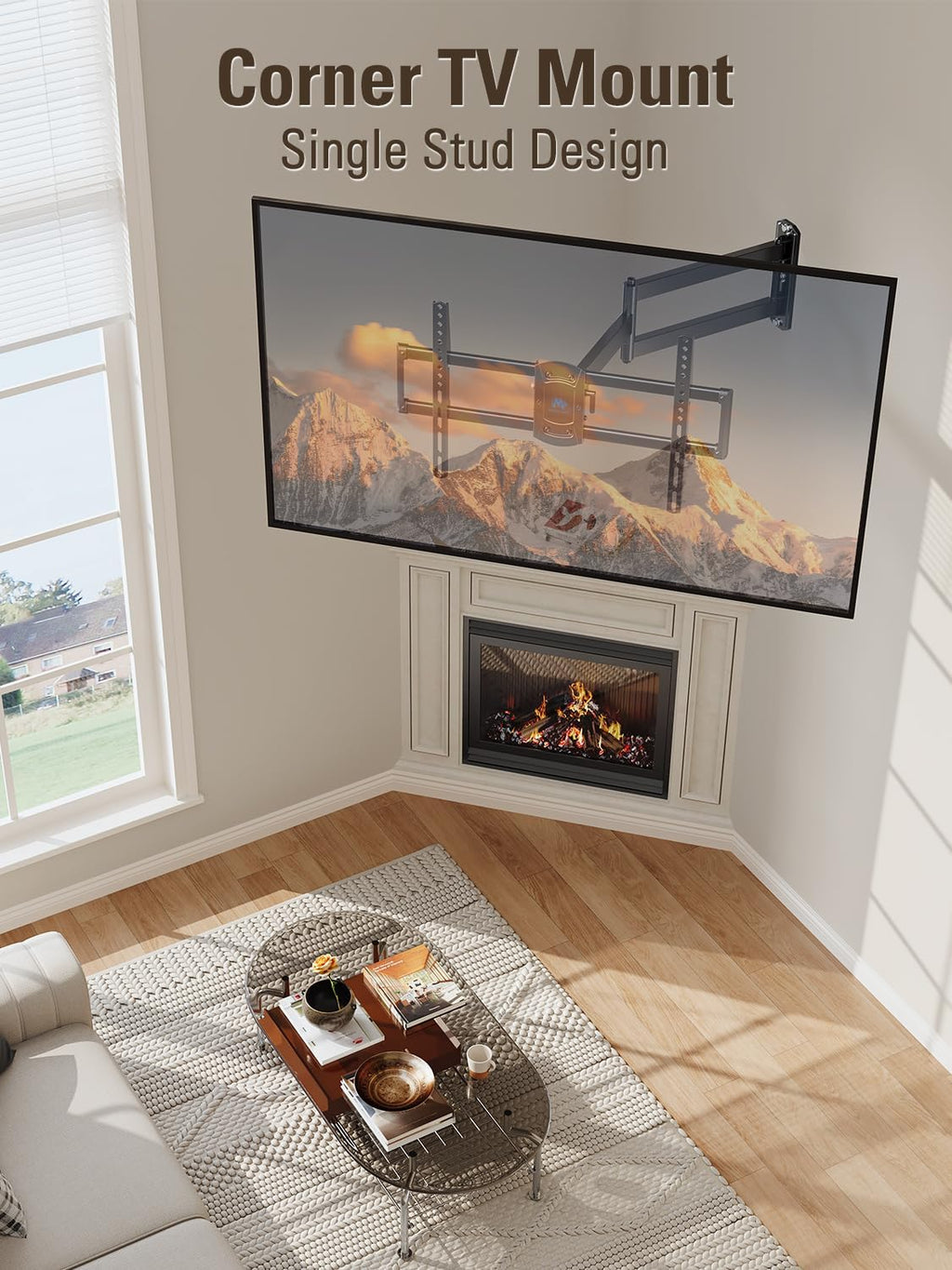 Mounting Dream Corner TV Wall Mount Long Arm Swivel for 37-55-65-75 Inch TV - Image 4