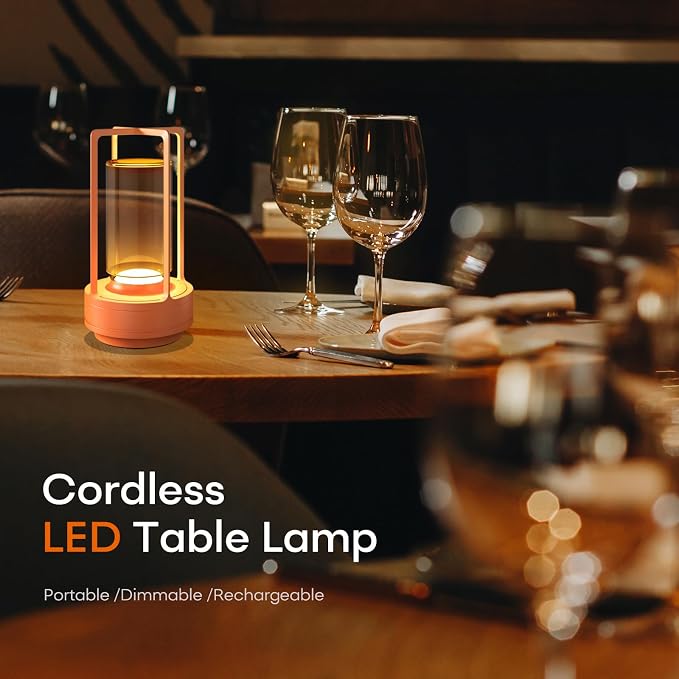 Rechargeable Cordless Small Metal Table Lamp, Stepless Dimming, 3-Color | Gold, 2600mAh Battery, Portable LED Desk Light, Cute, Suitable for Indoor/Outdoor/Restaurant/Bedroom/Bar/Coffee/Camping - Image 3