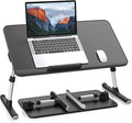 SAIJI PU Leather Laptop Bed Tray Table, Adjustable Laptop Stand with Removable Stopper, Portable Lap Desks with Foldable Legs, Notebook Stand Breakfast Reading Desk for Sofa Couch(Large, Black) by SAIJI