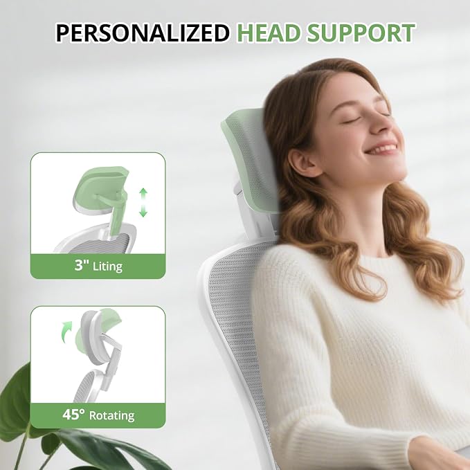 Office Chair|330LBS Capacity Ergonomic Desk Chair | High Back Computer Chair,Long Hours Comfortable,Rolling Swivel,Flip-up Armrests,Home Office - Image 5