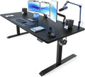 FEZIBO Standing Desk 71 × 37 Inch Electric Height Adjustable, Black | 1" Thick Large Adjustable Desk with Integrated Dual-Beam, Cable Management, Computer Desk for Home Office Workstation by FEZIBO