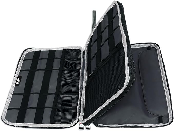 BUBM Double Layer Electronics Organizer, Travel Gadget Bag for Cables, Memory Cards, Flash Hard Drive and More, Fit for iPad or Tablet(up To 9.7")--Large, Gray | Travel Gadget Bag For Cables, Memory Cards, Flash Hard Drive and More, Fit For iPad or Tab... - Image 2