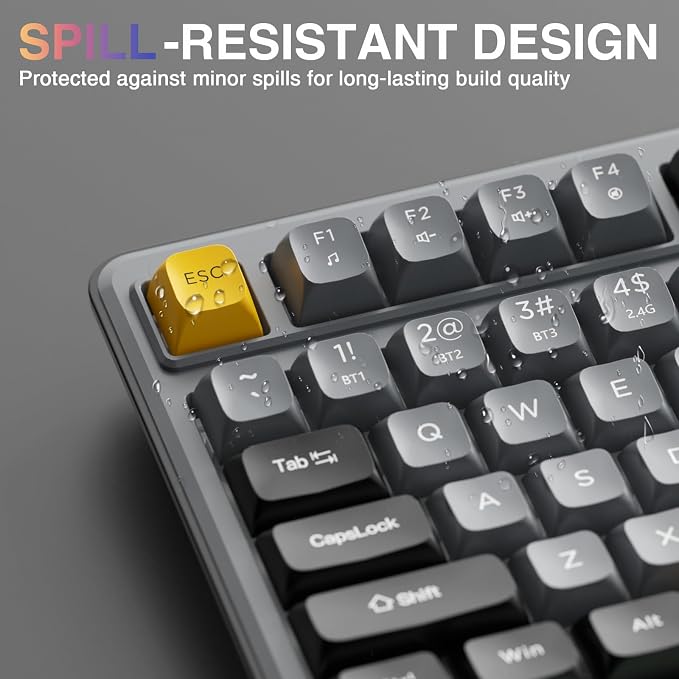 SOLAKAKA SK90 75% Wireless Gaming Keyboard - 4000mAh Tri-Mode (BT5.0/2.4G/USB-C) Cute Creamy Gaming Keyboard with Number Pad, Media Knob, RGB Backlit, Quiet Keys Silent Office Keyboards for PC MAC - Image 8
