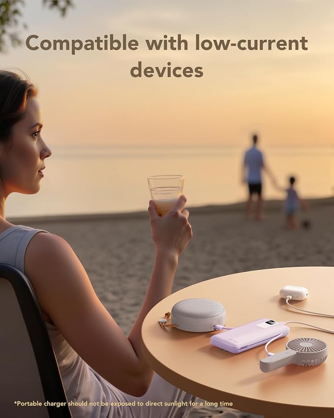 charmast 20000mAh Portable Charger with Built-in Cables and AC Wall Plug | 20W Fast Charging Power Bank, Power 3 Devices at Once, Family Travel Essential Battery Pack for iPhone, Samsung, Android - Image 7