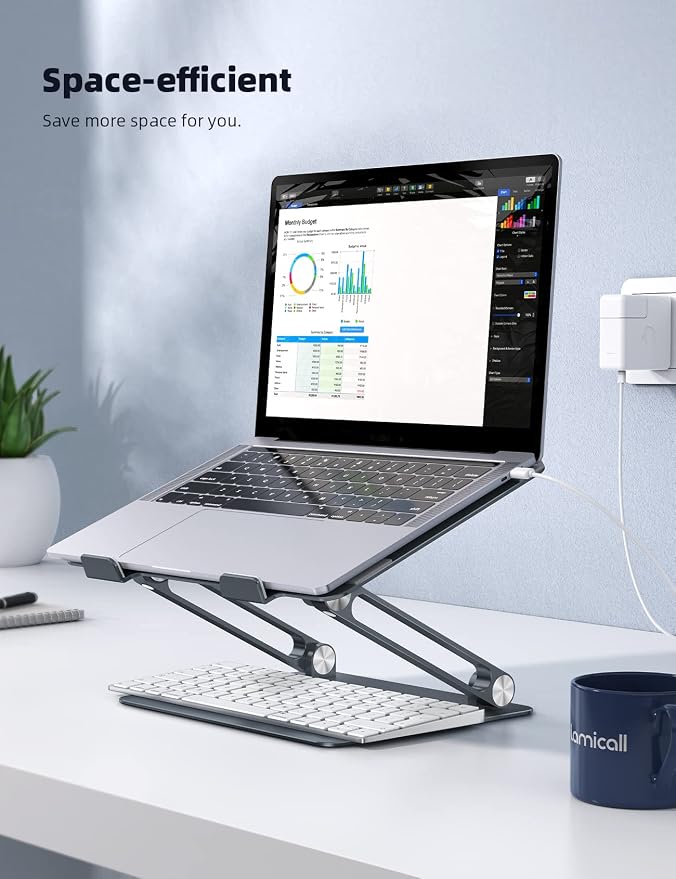 Lamicall Adjustable Laptop Stand for Desk for MacBook Air Pro HP 10-17.3'' | Aluminum Computer Notebook Holder, Portable Laptop Riser, Foldable Ergonomic Office Desk Accessories for Dell XPS - Image 6