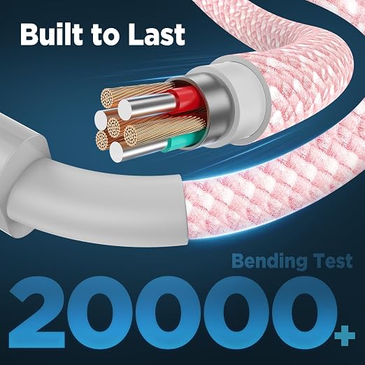 USB C to USB C Cable 6FT+10FT 2Pack 60W iPhone 17 16 15 Charger Cord Long Type C to C Cable Fast Charging for Apple iPhone 17 16 15/Pro/Pro Max/Plus/iPad Pro Air/MacBook/Air/Mini/Samsung Galaxy-Pink - Image 5