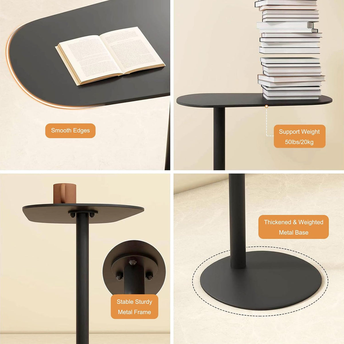 C Shaped End Table Small Side Table Living Room, Metal C Table for Sofa - Image 9
