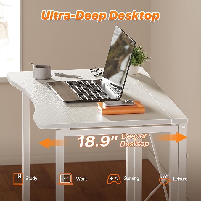 Huuger Folding Desk for Small Spaces, 31.5 Inch Foldable Computer Table | Easy Assembly, Small Writing Work Office Computer Desk, for Home Office, Study, Bedroom, Dorm, Space Saving, White - Image 4