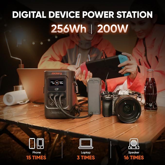 Jackery Explorer 240D Power Bank and 40W Solar Panel,200W DC Output | LiFePO4 Battery, USB-C Cable Included, 1-Hour Fast Charging, Compact for Outdoor, Camping, Travel - Image 2