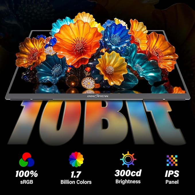 InnoView 23.8 Inch 2K 100Hz Large Portable Monitor ∆E<2 100% sRGB Fast IPS Portable Gaming Monitor QHD w/180° Adjustable Stand USB-C HDMI Laptop Monitor for PS5/4 Desktop MacBook Switch Xbox 2560X1440 - Image 5
