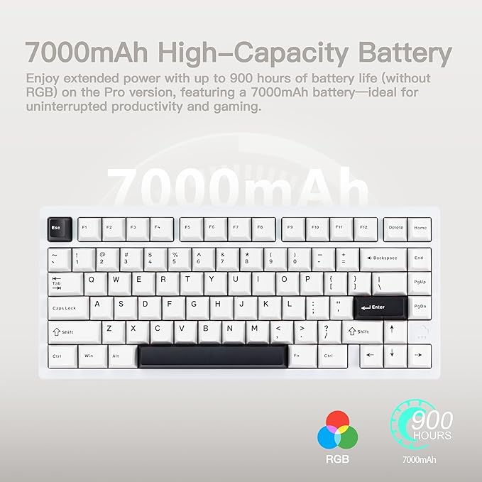 KEEBMONKEY WOBKEY Rainy 75 CNC Aluminum HMX/JWK/Cocoa Switches Triple-Mode Connectivity Mechanical Keyboard with Superior Acoustics, RGB/FR4/Silver SUS304/7000mAh/Cocoa Switch (Pro - Luna) - Image 3